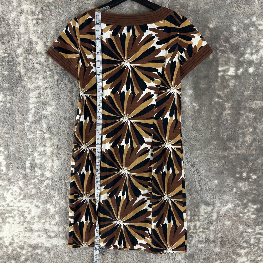 Boden Size 6 Floral Casual Sheath Mini Dress Brown Short Sleeve Zip Lined - Picture 2 of 8